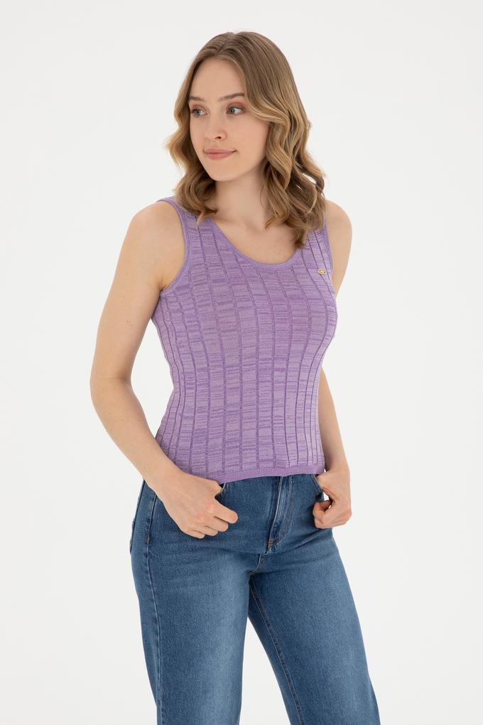 Kadın Lila Bisiklet Yaka Kazak