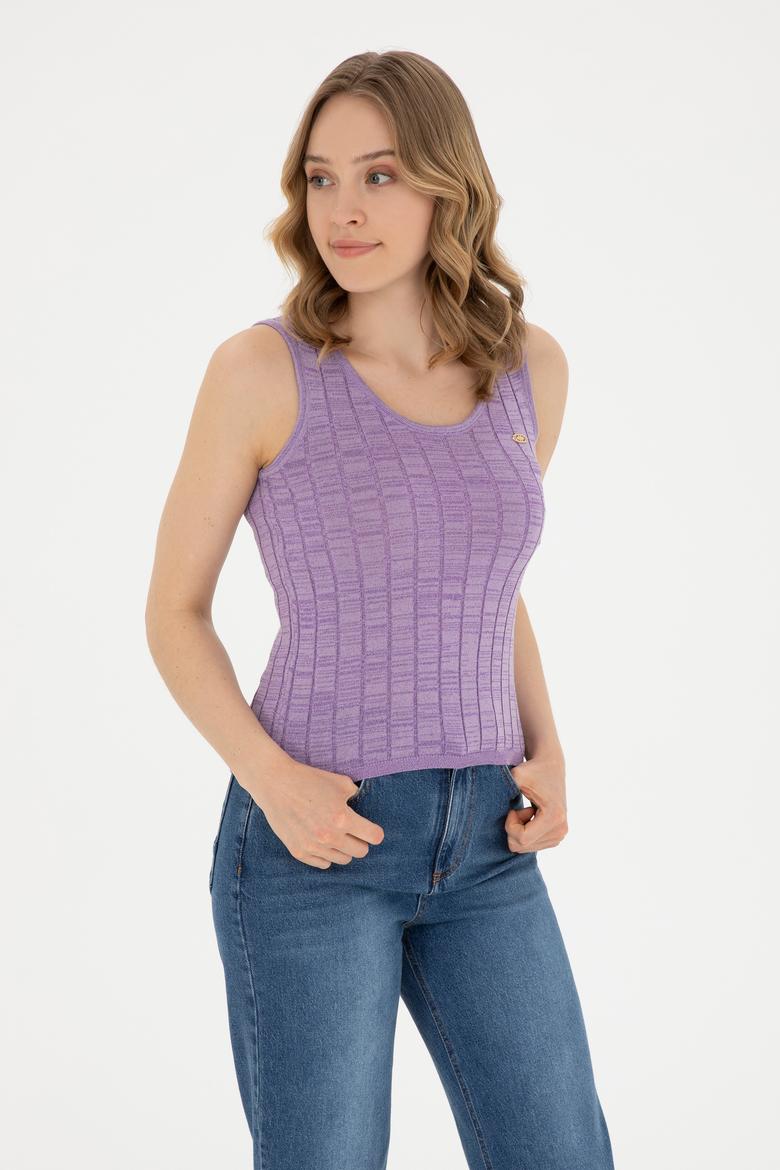 Kadın Lila Bisiklet Yaka Kazak