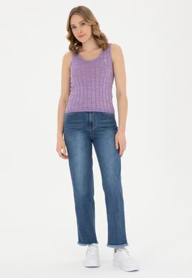 Kadın Lila Bisiklet Yaka Kazak - 50288625014