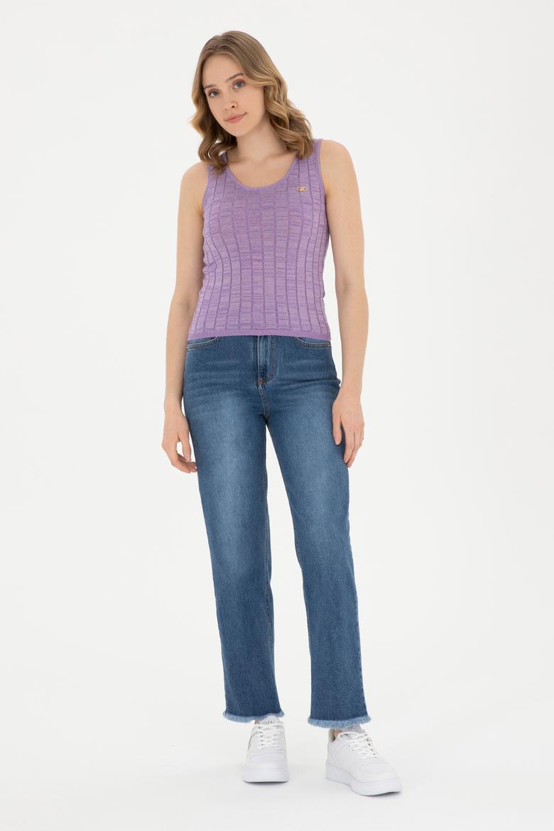 Kadın Lila Bisiklet Yaka Kazak - 50288625014