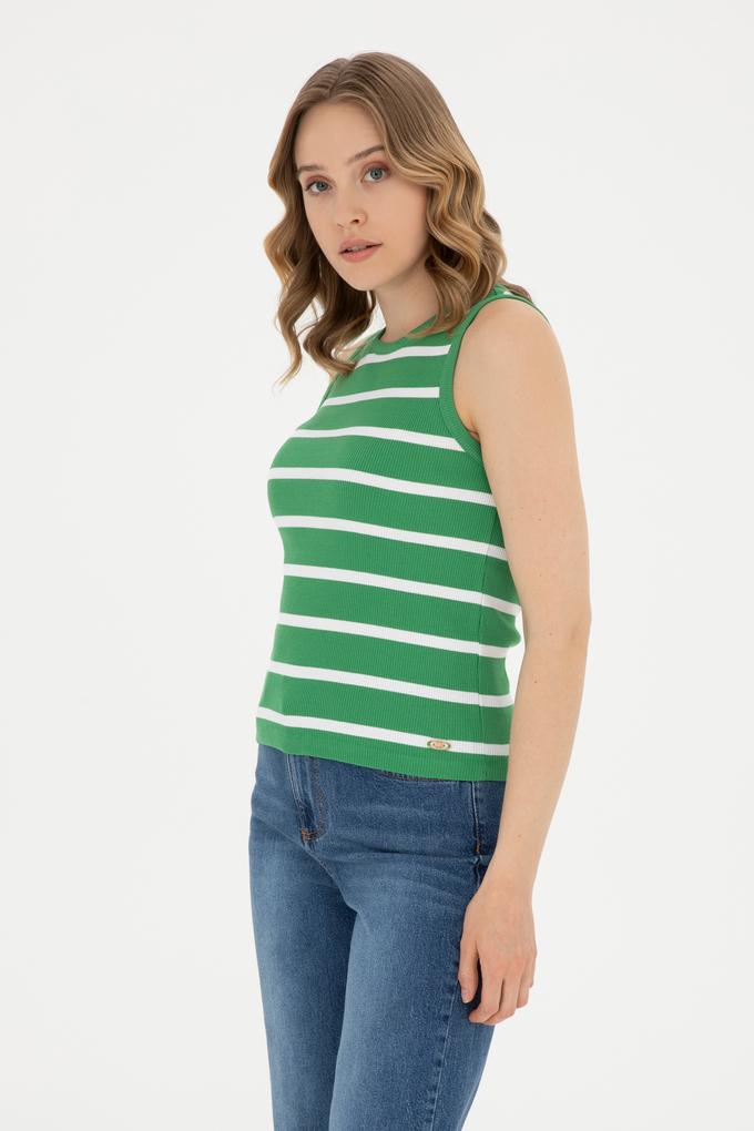 Kadın Yeşil Kolsuz Bisiklet Yaka Tişört