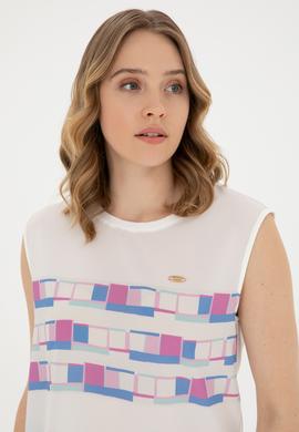 Kadın Koyu Mavi Bisiklet Yaka Tişört - 50281809007