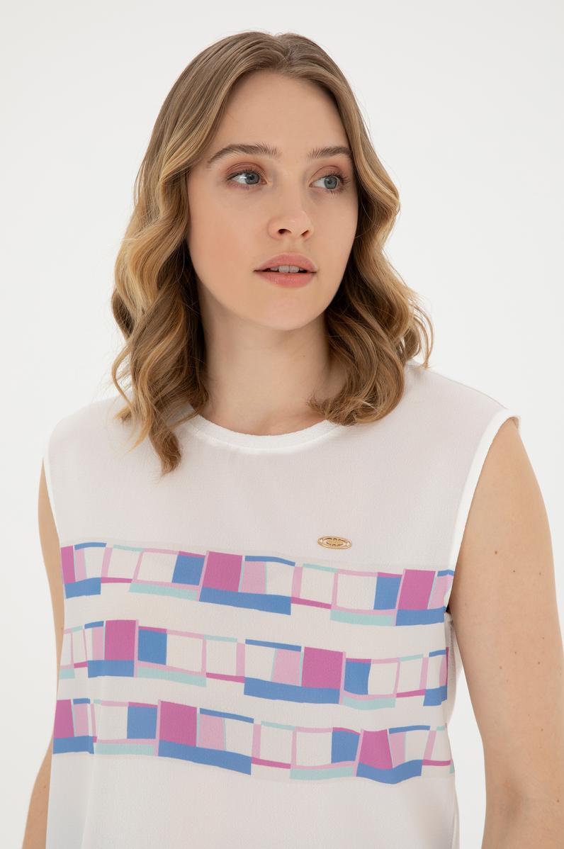 Kadın Koyu Mavi Bisiklet Yaka Tişört