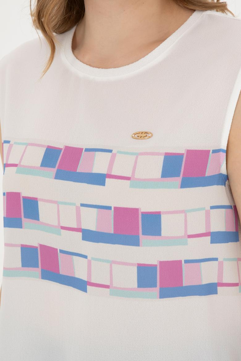 Kadın Koyu Mavi Bisiklet Yaka Tişört - 50281809007