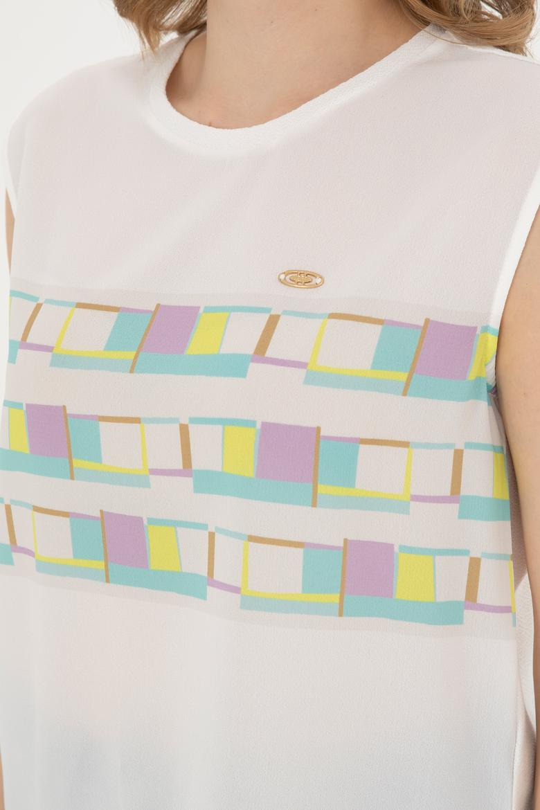 Kadın Mint Bisiklet Yaka Tişört - 50281809012