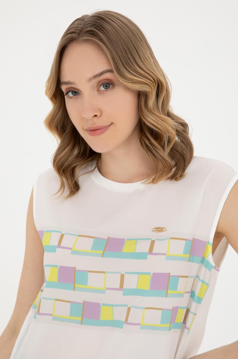 Kadın Mint Bisiklet Yaka Tişört