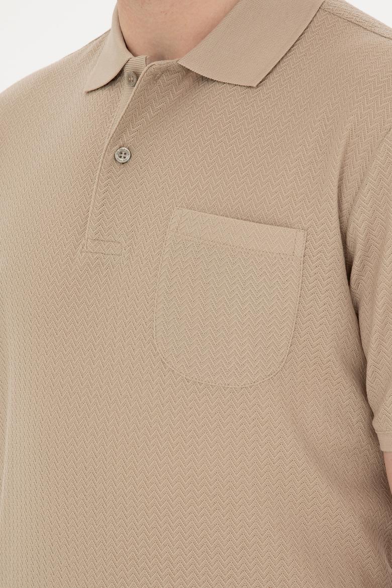 Erkek Regular Fit Polo Yaka Açık Haki Tişört - 50282504017