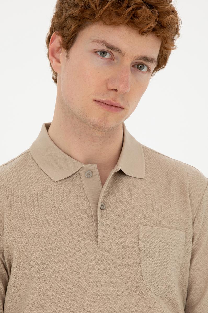 Erkek Regular Fit Polo Yaka Açık Haki Tişört