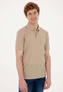 Erkek Regular Fit Polo Yaka Açık Haki Tişört - 50282504017