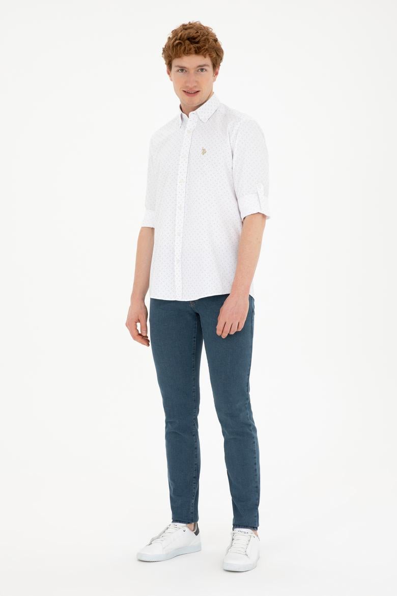 Erkek Taş Baskılı Beyaz Gömlek - 50288655007