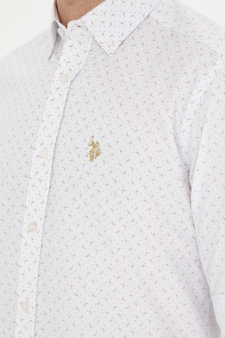 Erkek Taş Baskılı Beyaz Gömlek - 50288655007
