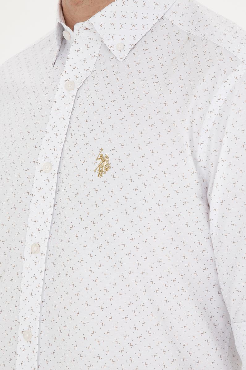 Erkek Taş Baskılı Beyaz Gömlek