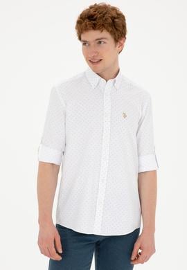 Erkek Taş Baskılı Beyaz Gömlek - 50288655007