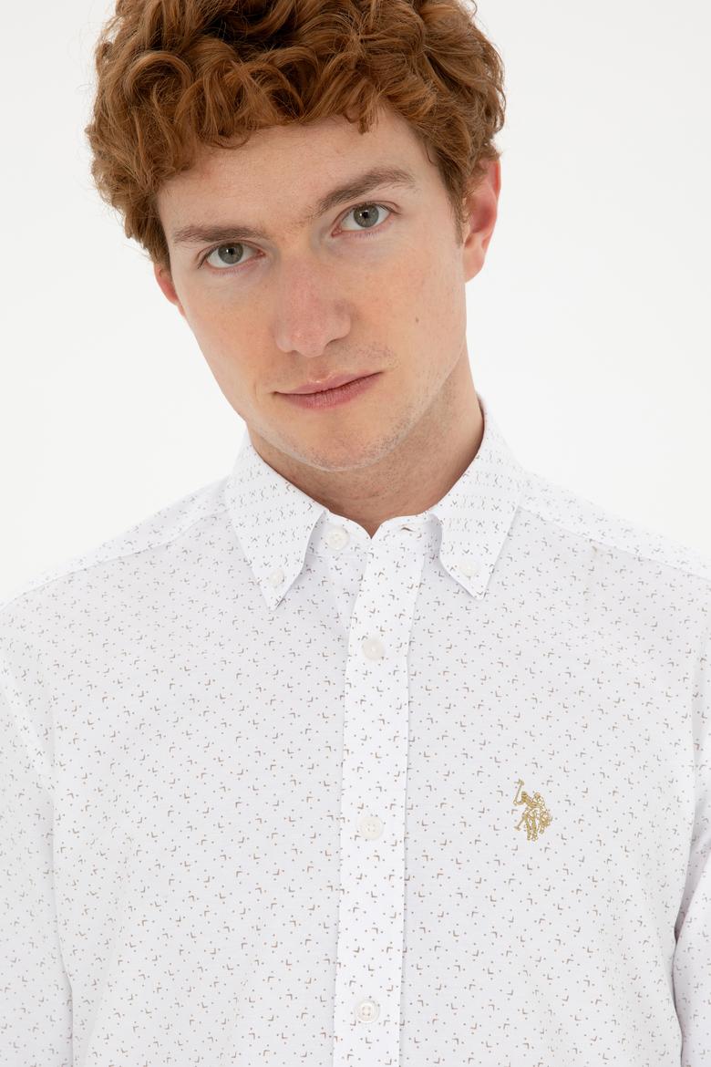 Erkek Taş Baskılı Beyaz Gömlek - 50288655007