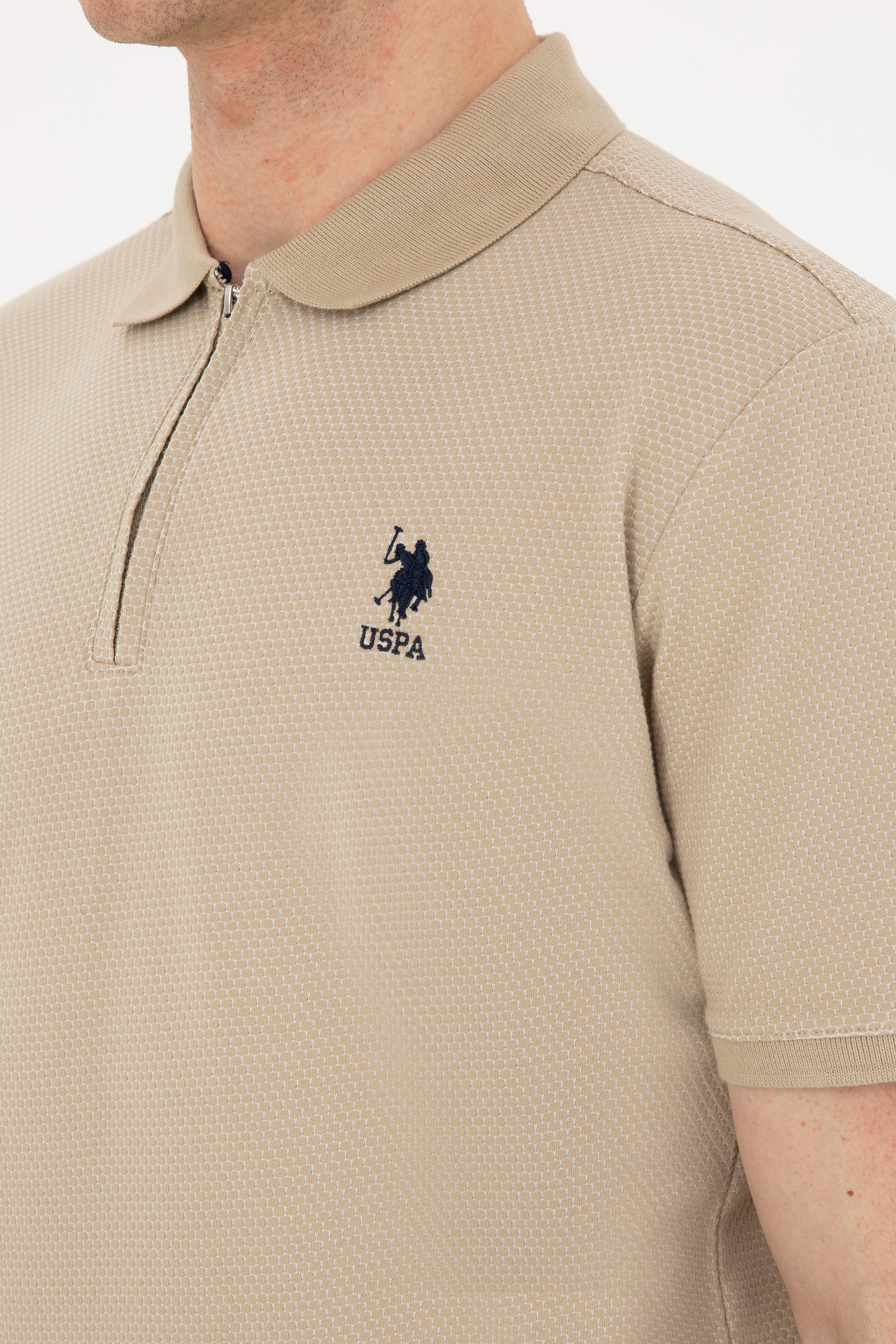 Erkek Regular Fit Polo Yaka Açık Haki Tişört - Image 7