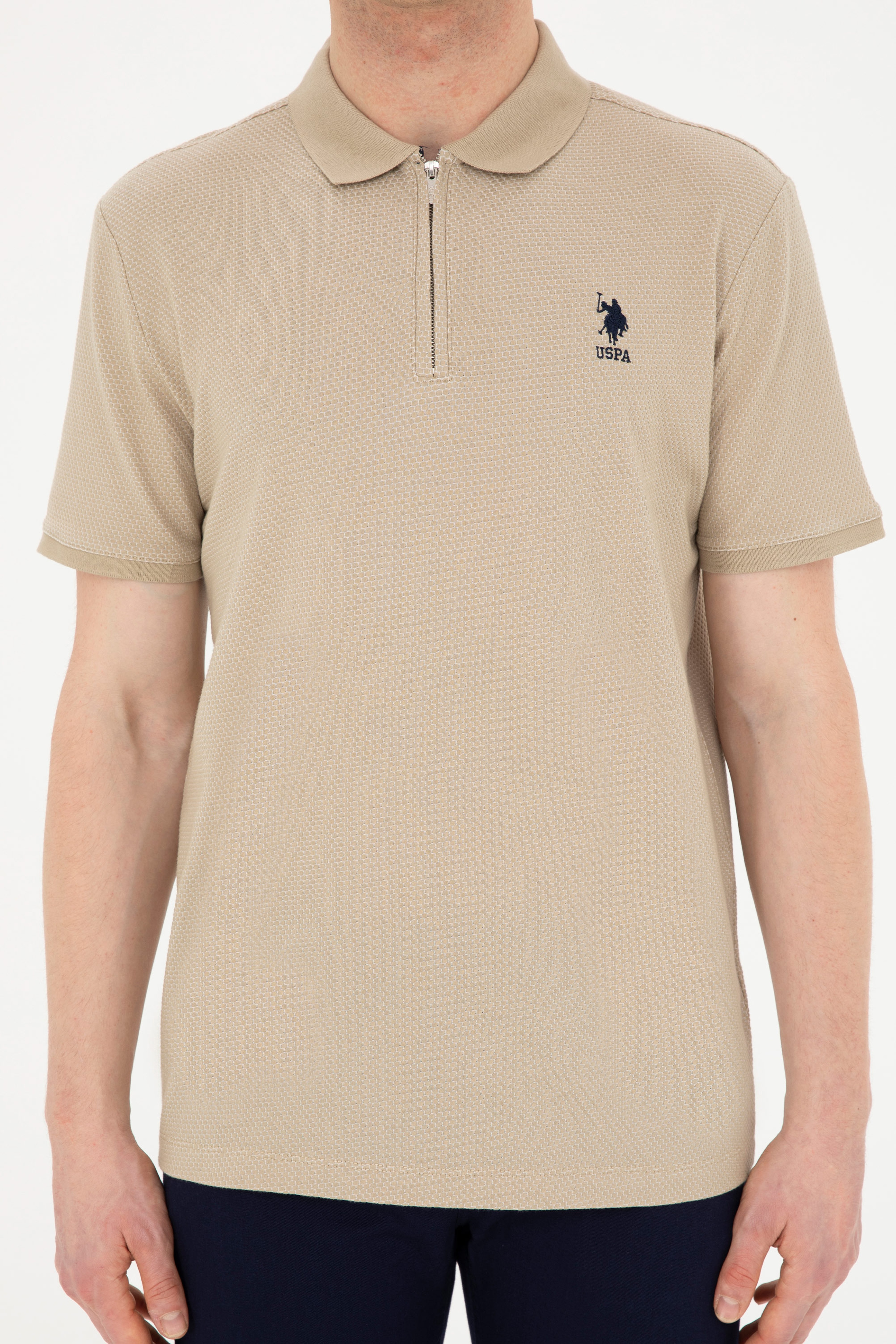 Erkek Regular Fit Polo Yaka Açık Haki Tişört