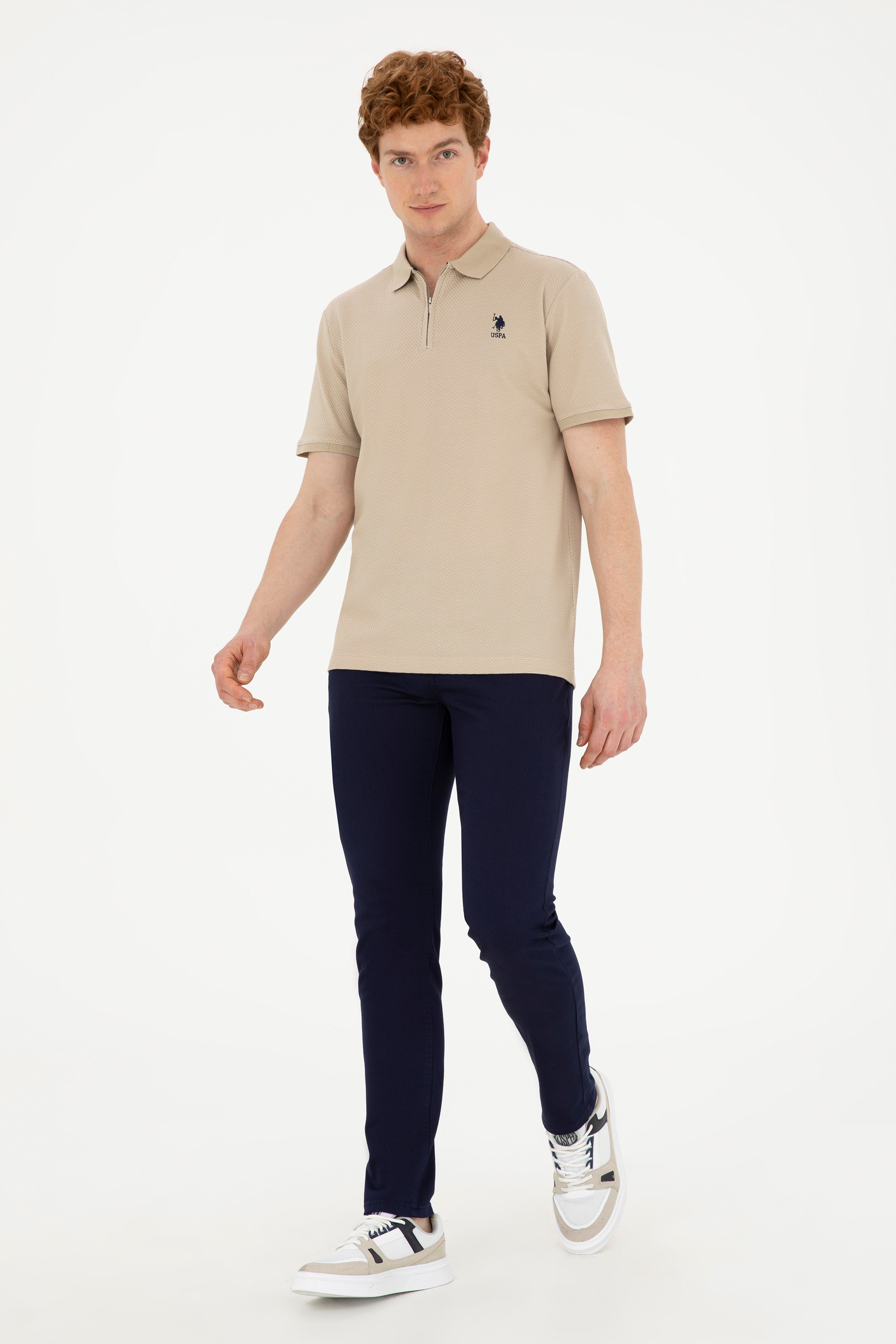 Erkek Regular Fit Polo Yaka Açık Haki Tişört