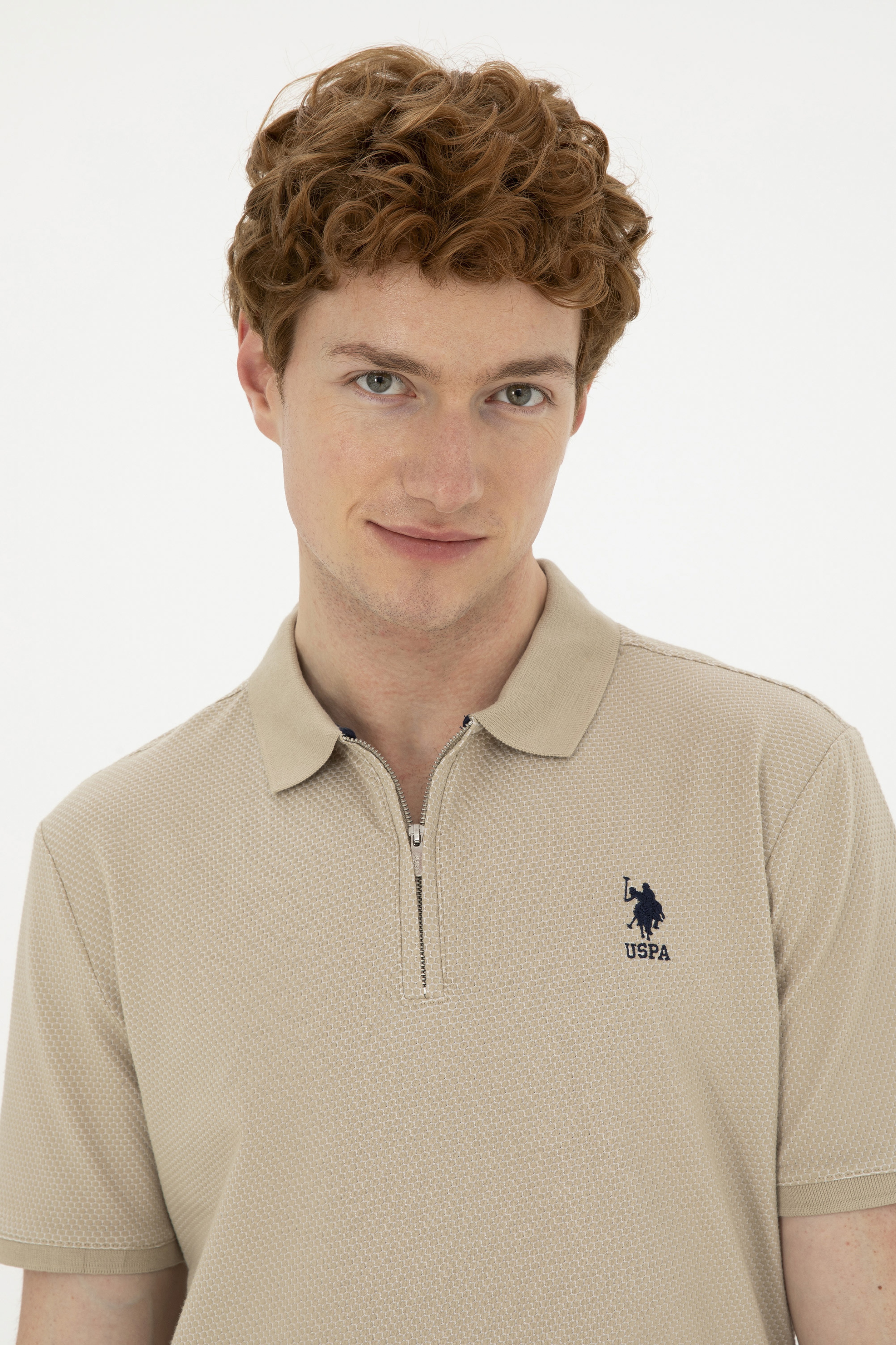 Erkek Regular Fit Polo Yaka Açık Haki Tişört - Image 2