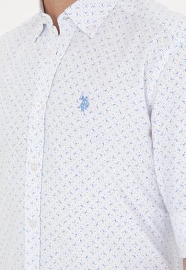 Erkek Saks Baskılı Beyaz Gömlek - 50288655016