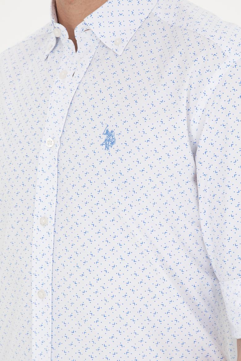 Erkek Saks Baskılı Beyaz Gömlek - 50288655016