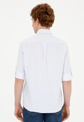 Erkek Saks Baskılı Beyaz Gömlek - 50288655016