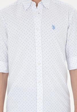 Erkek Saks Baskılı Beyaz Gömlek - 50288655016