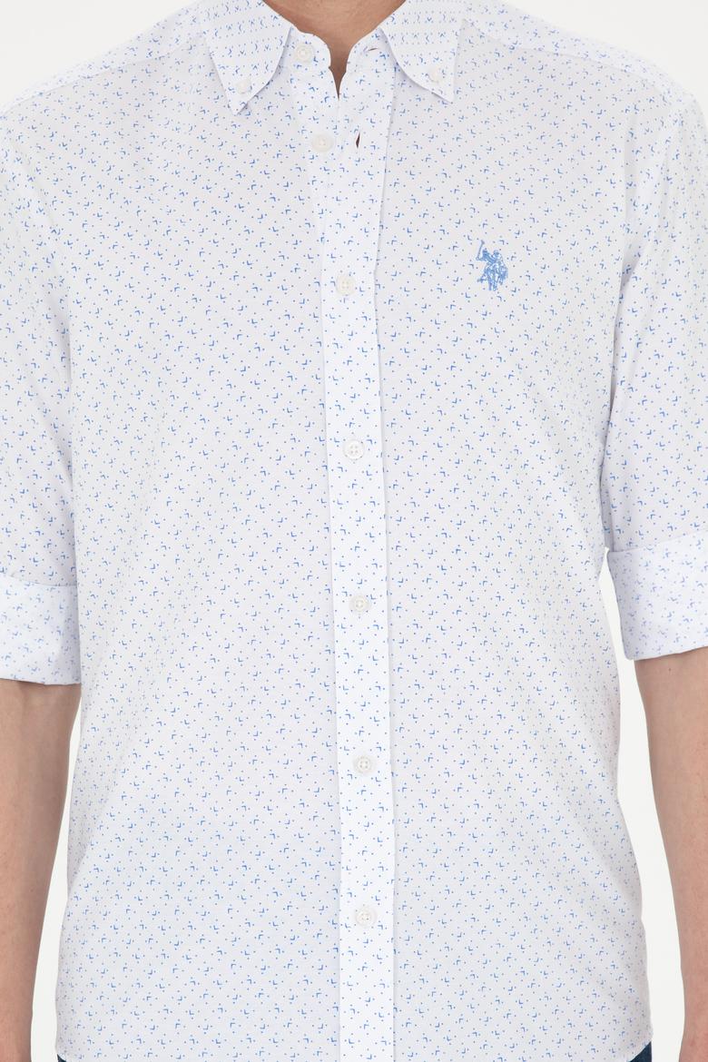 Erkek Saks Baskılı Beyaz Gömlek - 50288655016