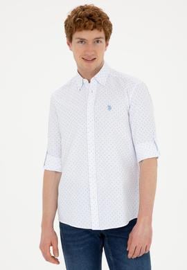 Erkek Saks Baskılı Beyaz Gömlek - 50288655016