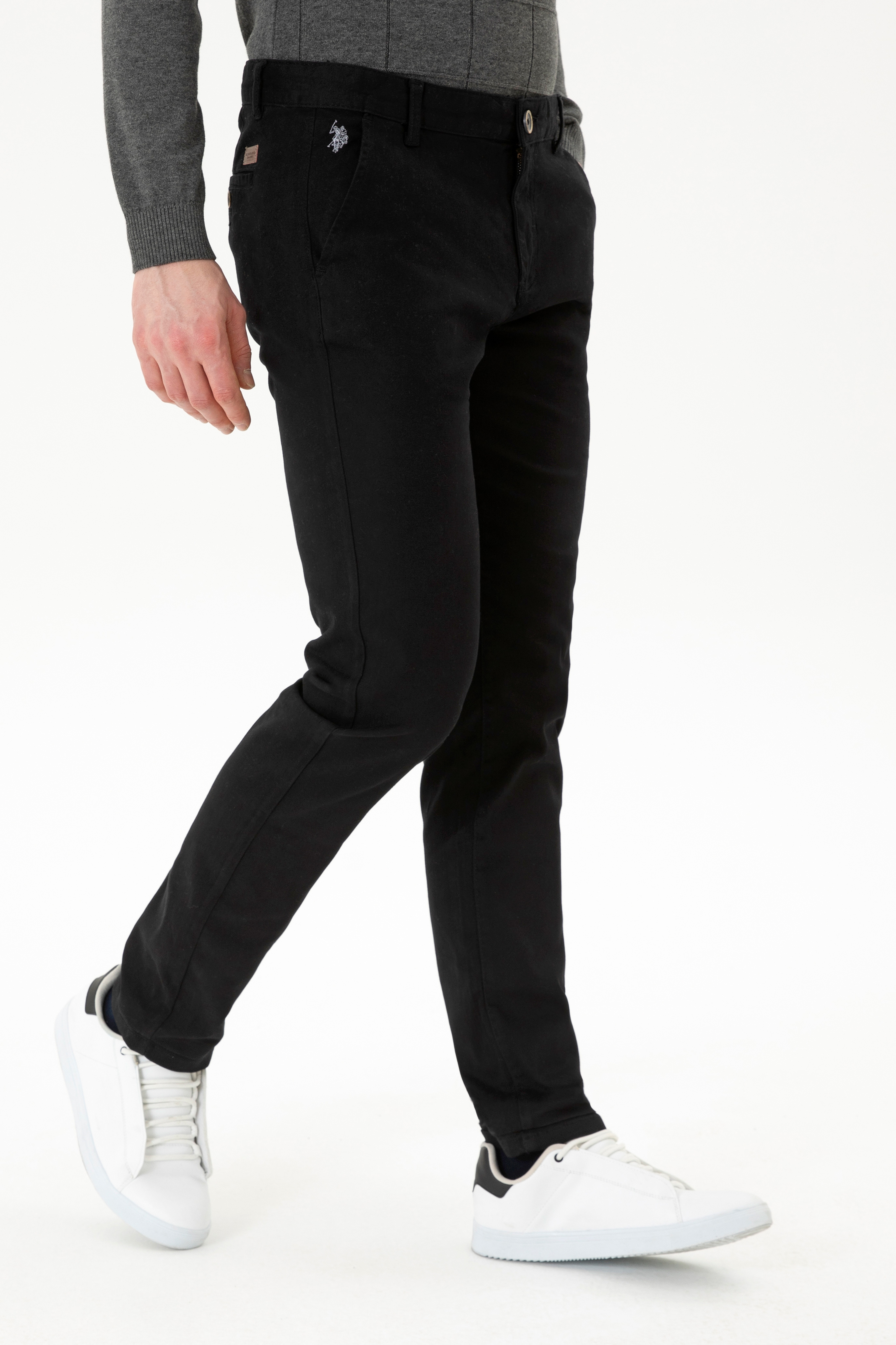 Erkek Slim Fit Siyah Kanvas Pantolon