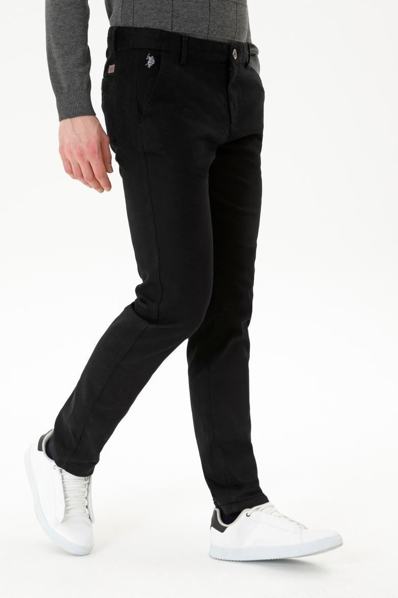 Erkek Slim Fit Siyah Kanvas Pantolon - 50256578031