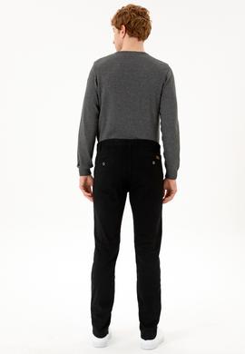 Erkek Slim Fit Siyah Kanvas Pantolon - 50256578031