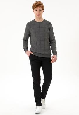 Erkek Slim Fit Siyah Kanvas Pantolon - 50256578031