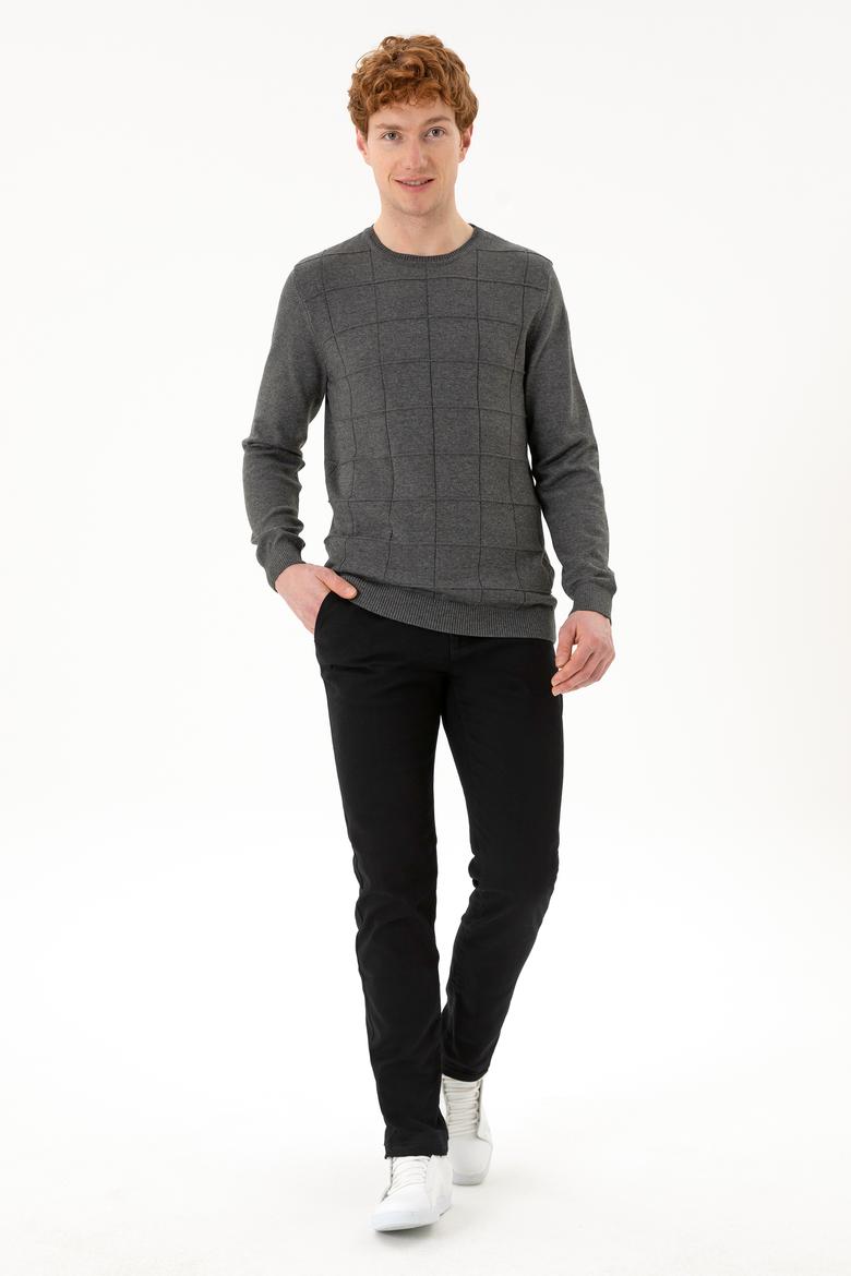 Erkek Slim Fit Siyah Kanvas Pantolon