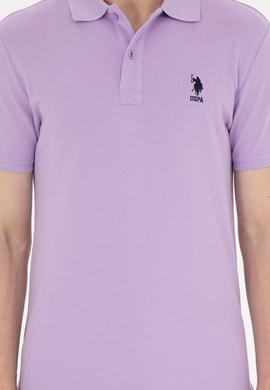 Erkek Slim Fit Polo Yaka Lila Basic Tişört - 50279613133