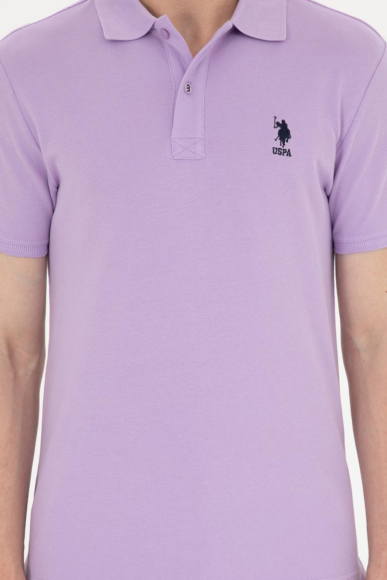 Erkek Slim Fit Polo Yaka Lila Basic Tişört - 50279613133