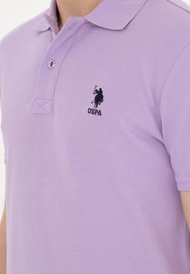 Erkek Slim Fit Polo Yaka Lila Basic Tişört - 50279613133