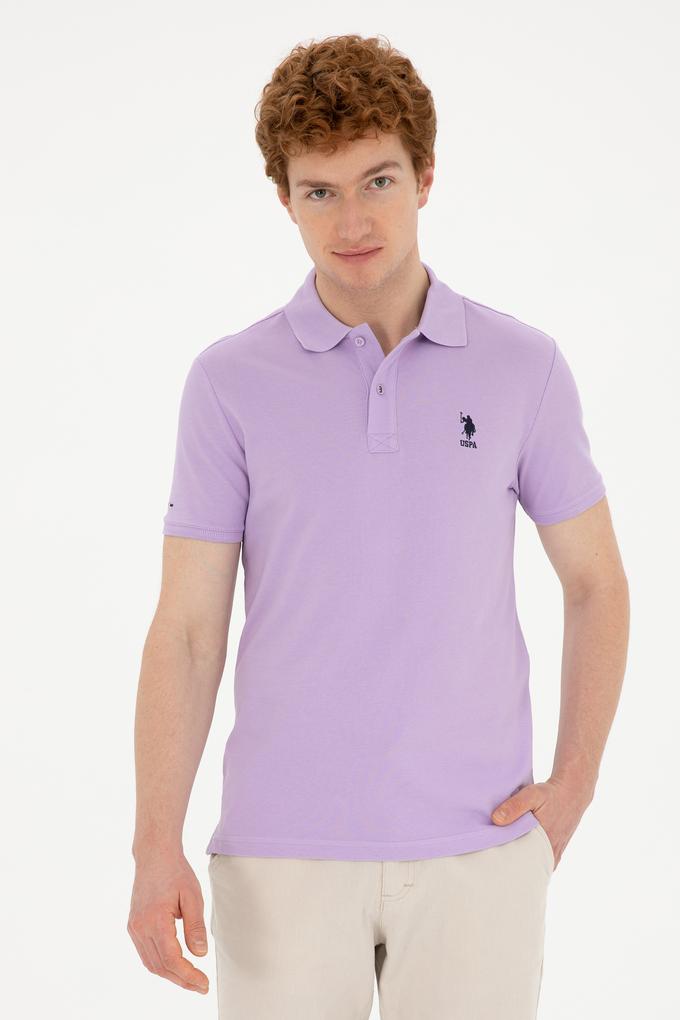 Erkek Slim Fit Polo Yaka Lila Basic Tişört
