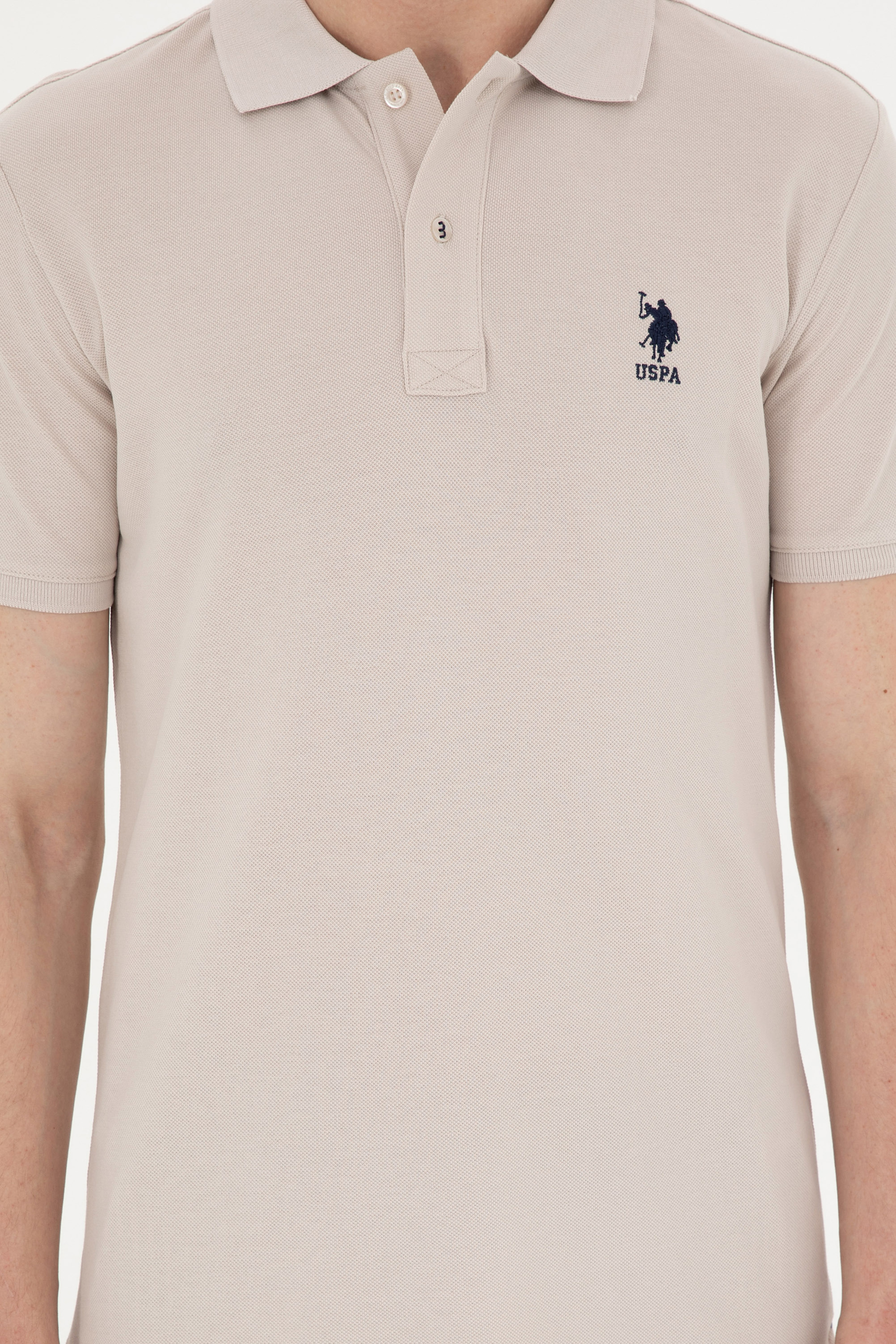 Erkek Slim Fit Polo Yaka Taş Basic Tişört