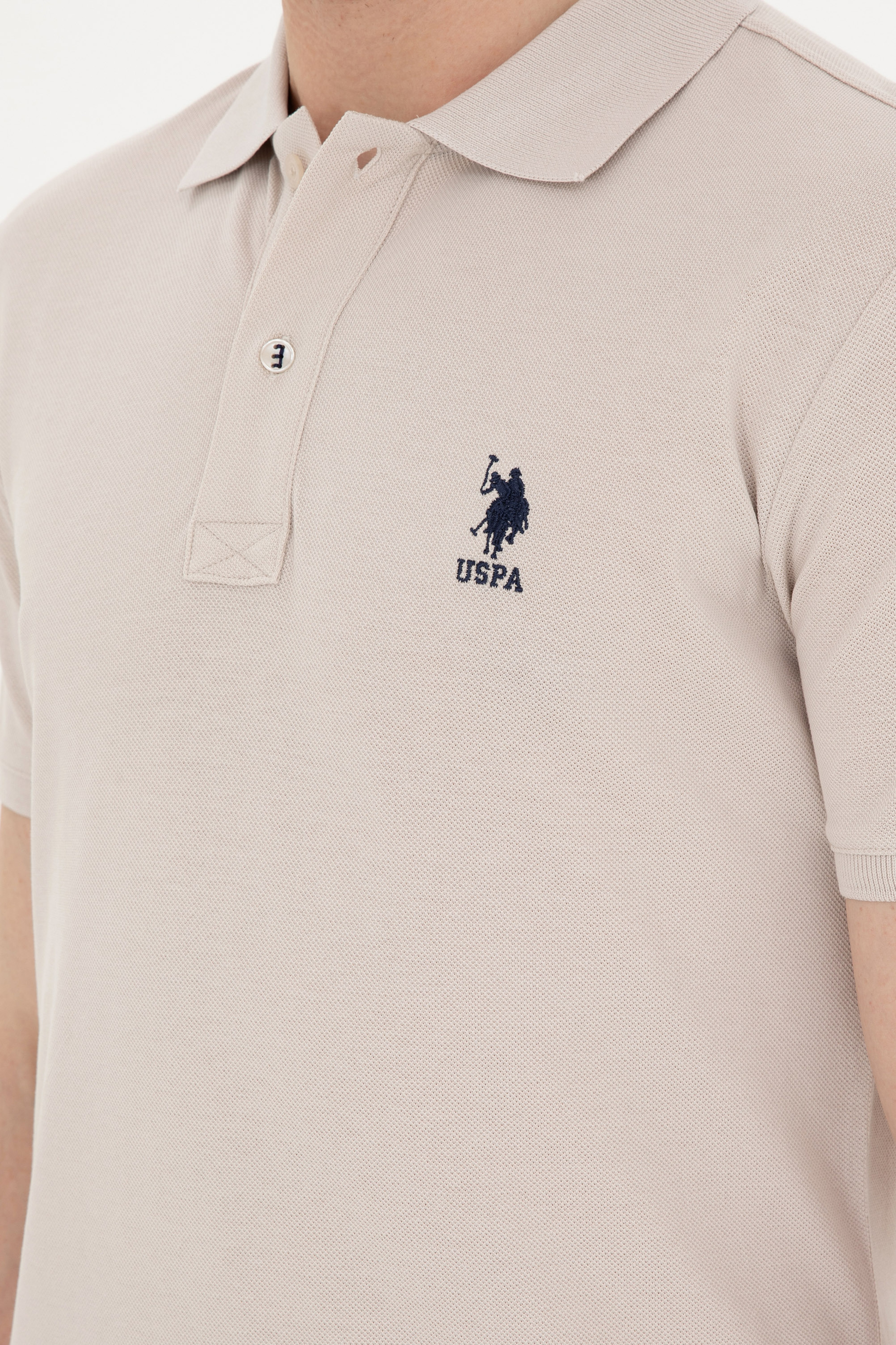 Erkek Slim Fit Polo Yaka Taş Basic Tişört - Image 7