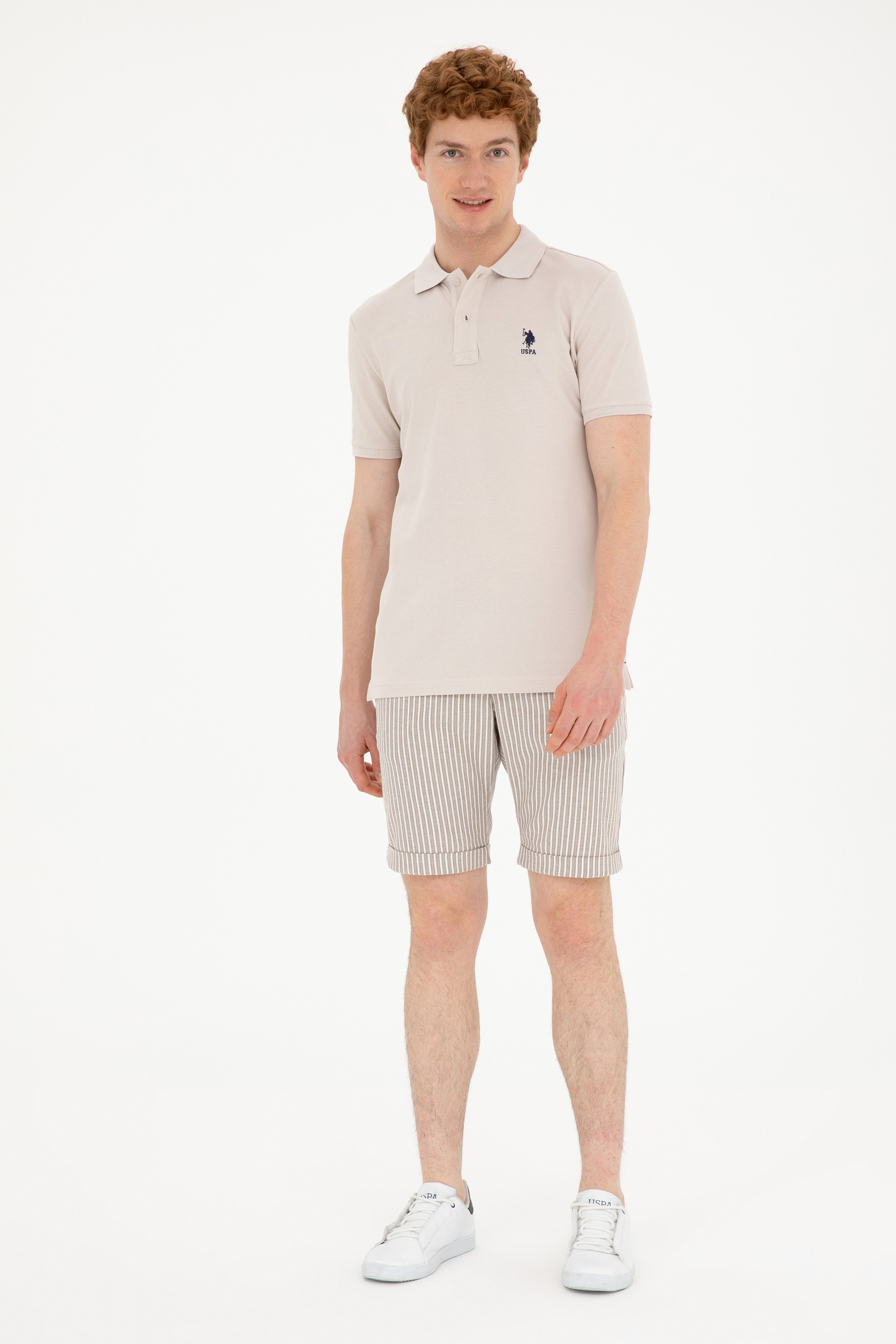 Erkek Slim Fit Polo Yaka Taş Basic Tişört - Image 4