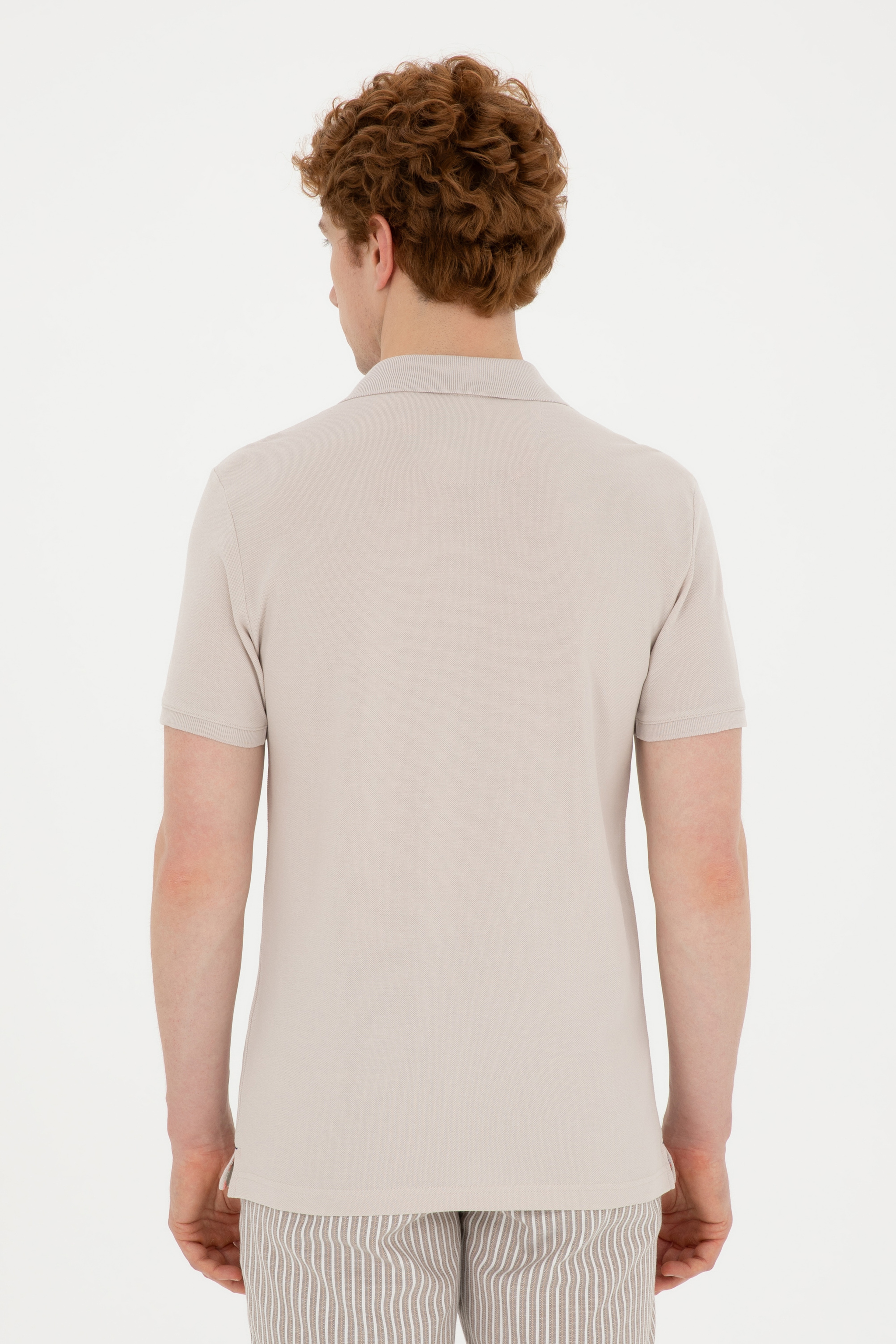 Erkek Slim Fit Polo Yaka Taş Basic Tişört