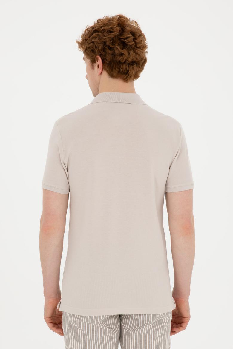Erkek Slim Fit Polo Yaka Taş Basic Tişört - 50279613354