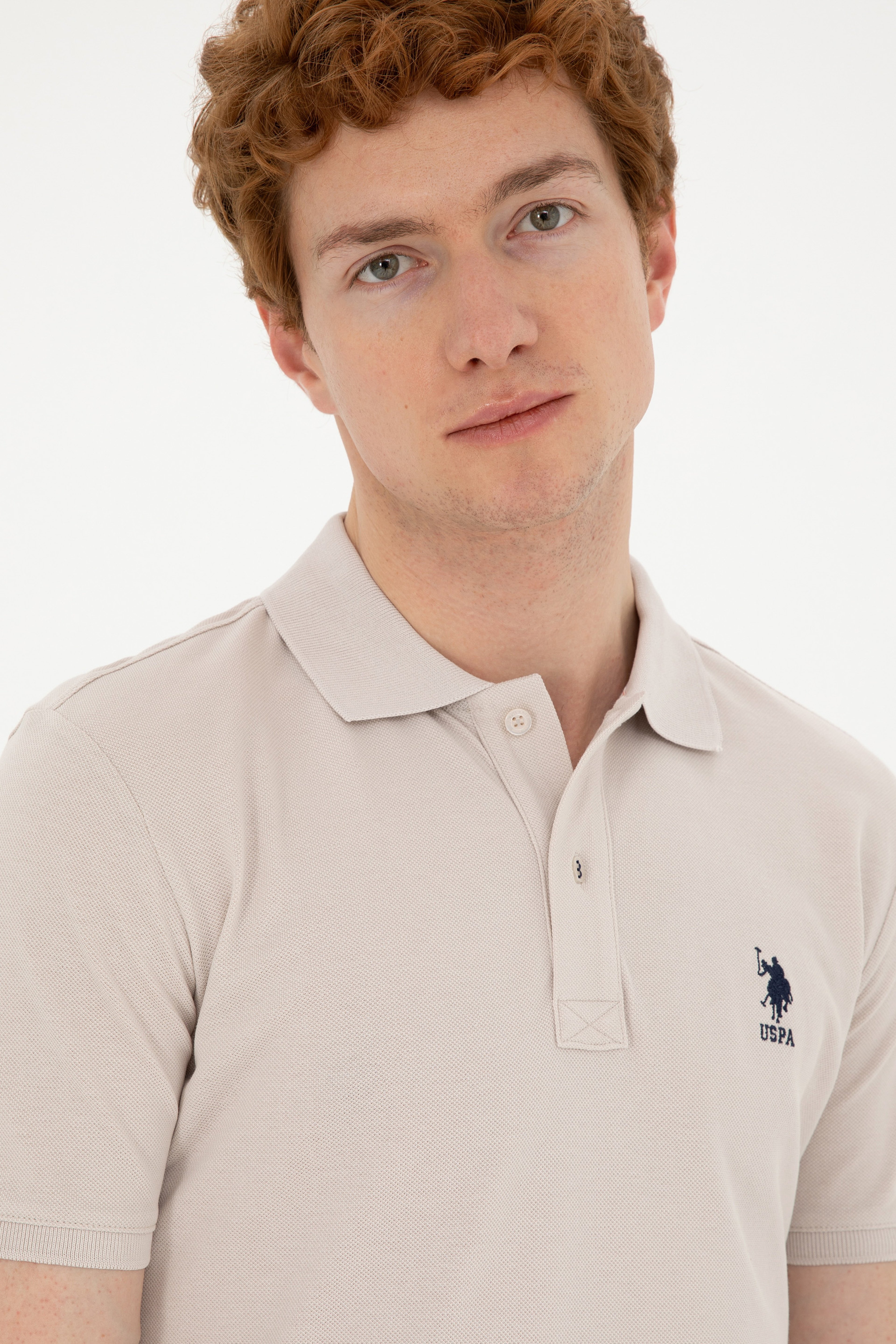 Erkek Slim Fit Polo Yaka Taş Basic Tişört - Image 2