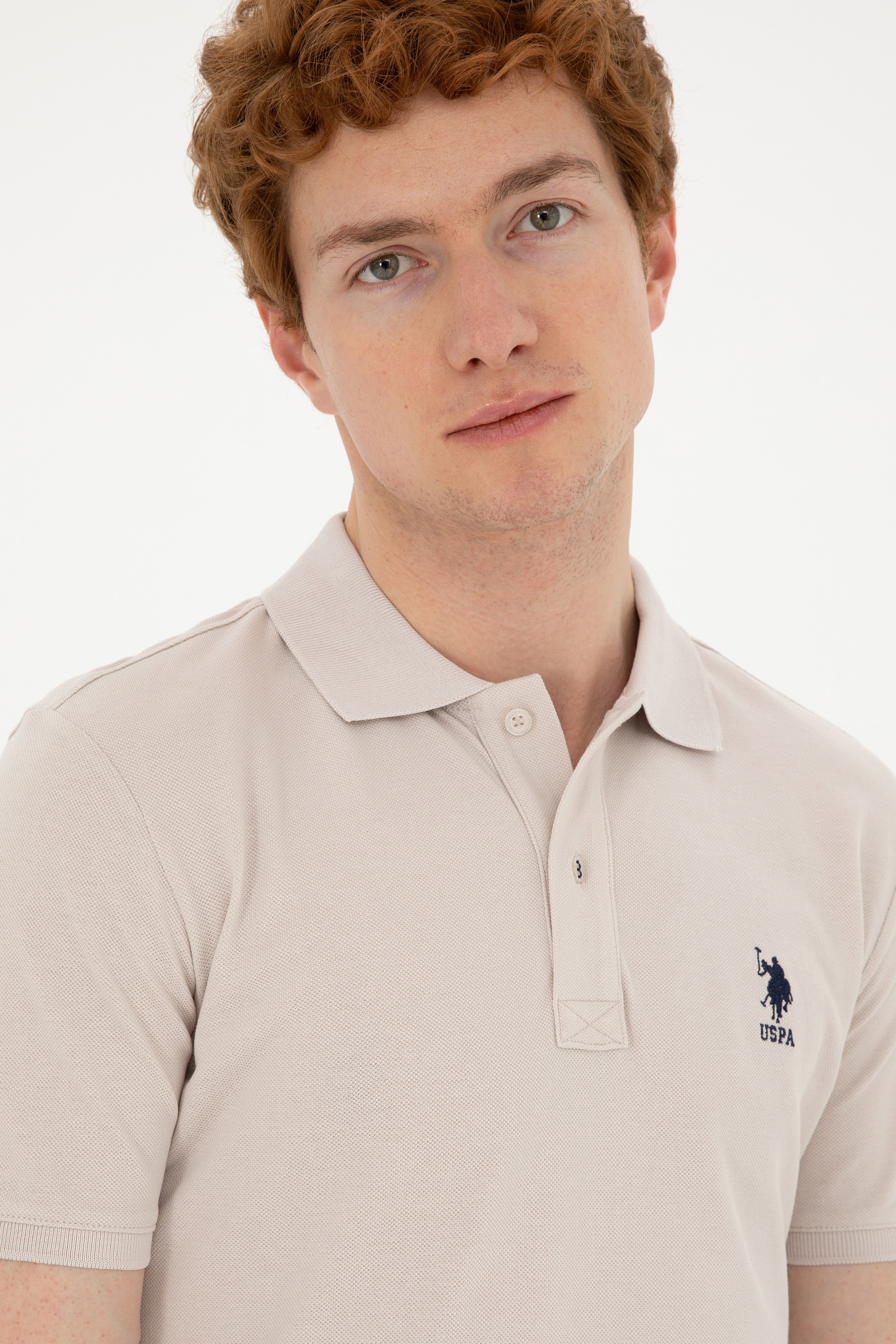 Erkek Slim Fit Polo Yaka Taş Basic Tişört