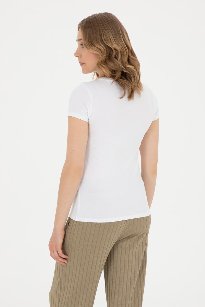 Kadın Beyaz Basic Tişört - 50280033008