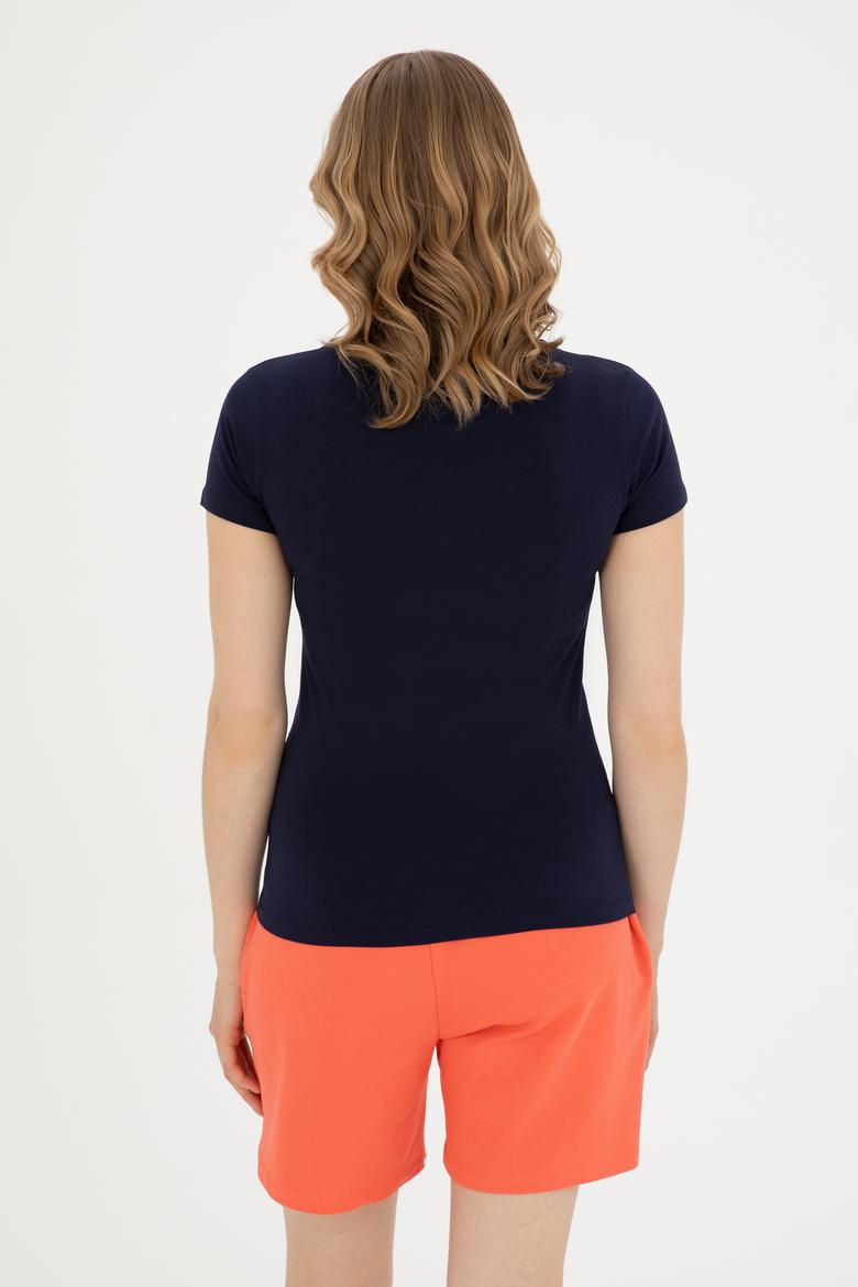 Kadın Lacivert Basic Tişört - 50280033013