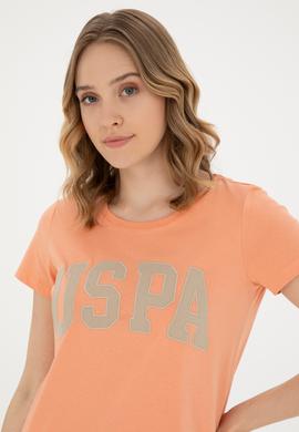 Kadın Somon Bisiklet Yaka Basic Tişört - 50280036095