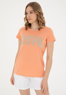 Kadın Somon Bisiklet Yaka Basic Tişört - 50280036095