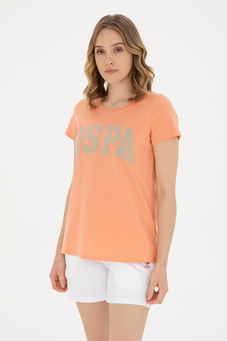 Kadın Somon Bisiklet Yaka Basic Tişört