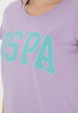 Kadın Lila Bisiklet Yaka Basic Tişört - 50280036108